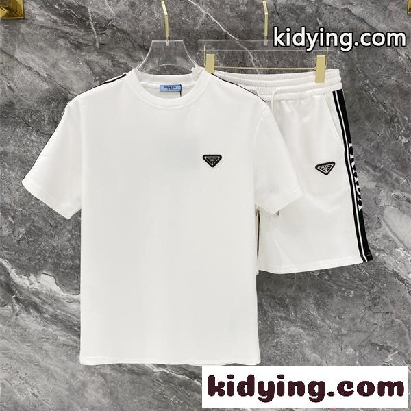 PRADA セットアップ 半袖Tシャツ ハーフパンツプラダ コピー  軽量素材 リラックスウェア-0