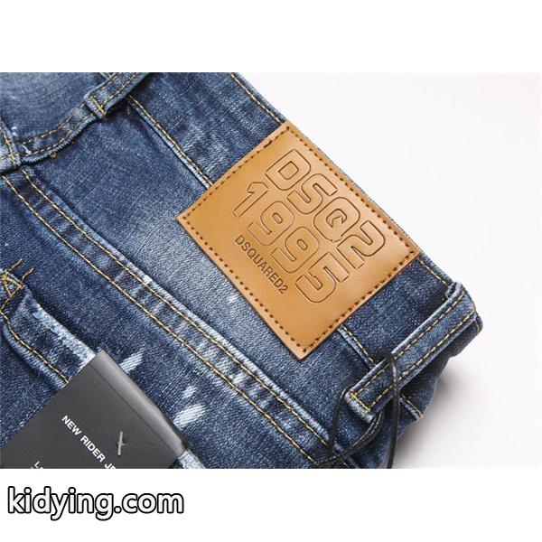 ライトブルー 大胆ダメージ スプラッシュ デニムパンツ DSQUARED2 コピー 秋冬 ダイナミックで大胆な 万能-5