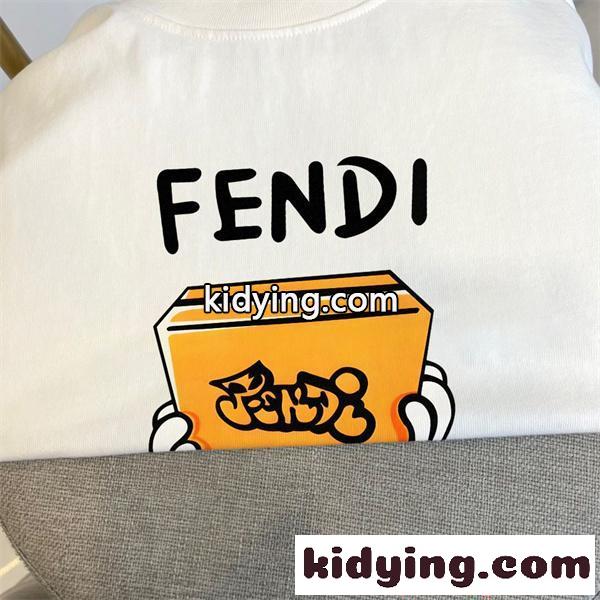 フェンディ コピー 半袖 Tシャツ メンズ ワイドフィット ホワイト ブラック プリントデザイン キャラクター柄 ロゴ入り カジュアル 通気性 柔らか素材 春夏-8