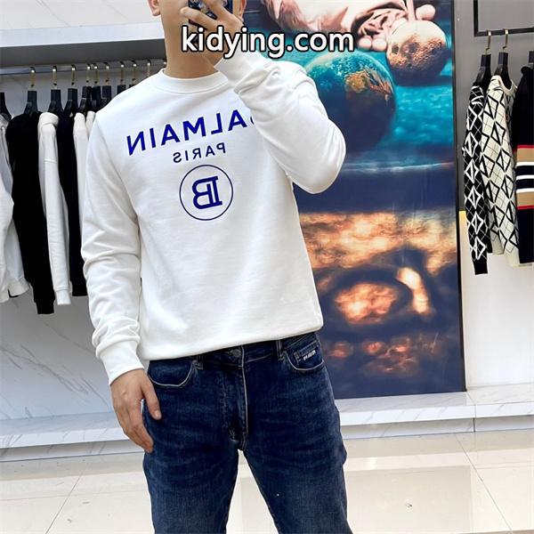 ホワイト 円领 レトロ字母ロゴ スウェット バルマン BALMAIN コピー 秋冬 着こなし上品 定番-0