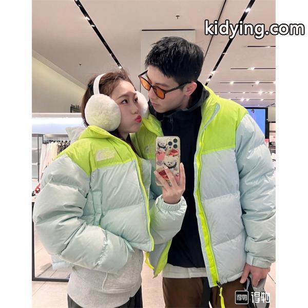 The North Face スーパーコピー 蛍光グリーン拼色ダウンジャケット カップル風 2025秋冬彩り ザノースフェイス-0
