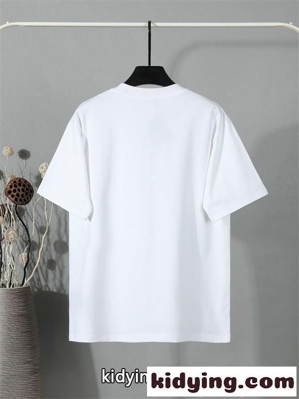 シンプル半袖 PRADA コピー Ｔシャツ ホワイト ブルー配色 プラダ 上品 カジュアル 夏コーデ 爽やか 夏向け 軽やか-5