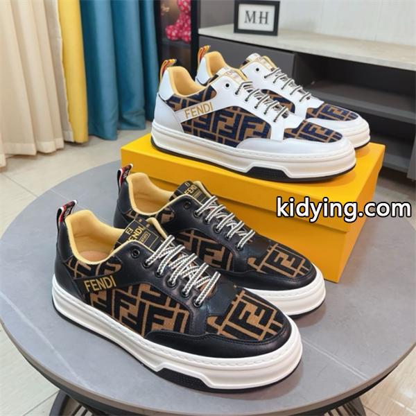 FENDI フェンディ 激安 メンズ スニーカー ローカット FF柄 レザー×キャンバス 軽量ソール おしゃれ カジュアル 新作-0