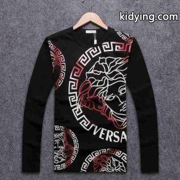 ストリートファッションヴェルサーチメンズ 長袖ＴシャツVERSACEプリントカットソーインナー-1