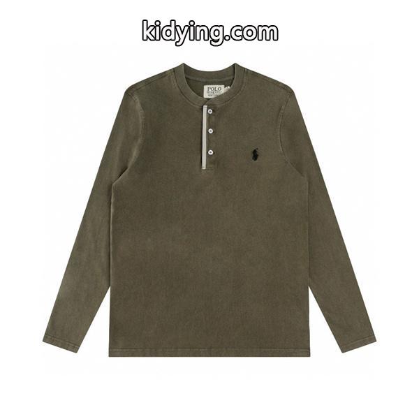 Polo Ralph Lauren ポロ ラルフローレン コピー 入手困難 プレミアム ヘンリーネック ロングTシャツ 大人リラックス-2