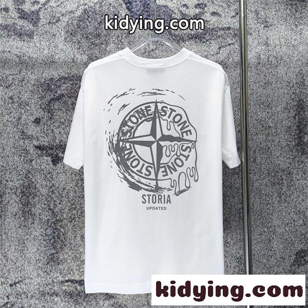 クルーネックTシャツ ミニロゴデザイン 都会派カジュアル STONE ISLAND ストーンアイランド コピー Tシャツ 普段使い 好評アイテム-6