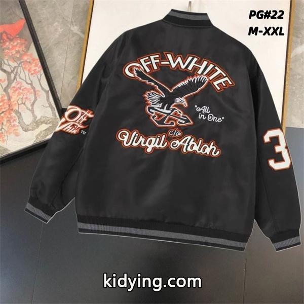ブラック × オレンジ ベースボールジャケット Off-White オフホワイト スーパーコピー 2025 秋冬定番 限定販売 シックな個性-1