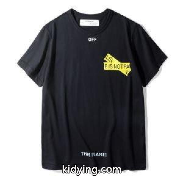 個性的なデザインOff-Whiteオフホワイトコピー人気　半袖シャツ　メンズクルーネックTシャツ　ブラック　ホワイト-1
