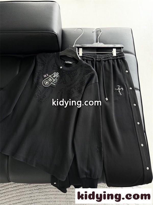 注目集結 CHROME HEARTS クロムハーツ コピー ブラック 立体エンボス モード感演出 メンズ 長袖Tシャツ-7