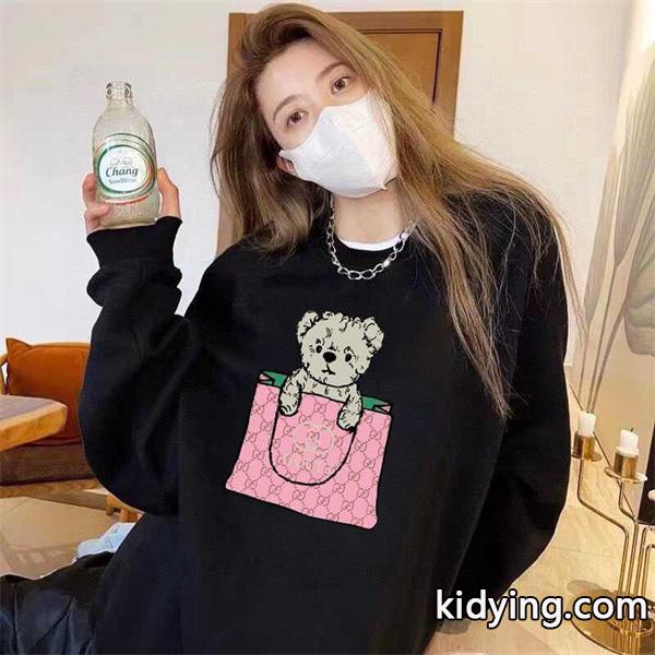 グッチ コピー 着心地抜群 テディベア バッグプリント スウェット トレーナー ブラック GUCCI-0