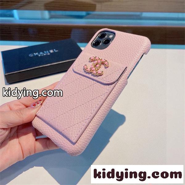 IPHONE17シャネル激安キルティングレザーピンクカードポケット付き上質エレガント耐衝撃レンズ保護スマホケース-3
