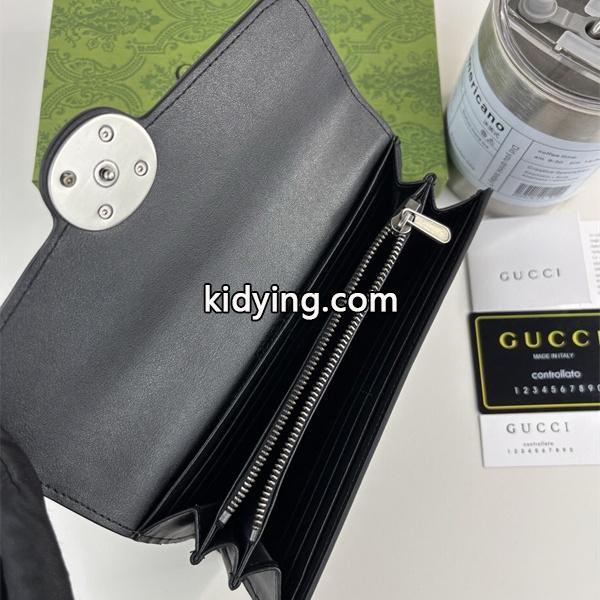 GUCCI スーパーコピー 長財布 高品質 ブラックレザー GGロゴ付き 上品 エレガント グッチ-1
