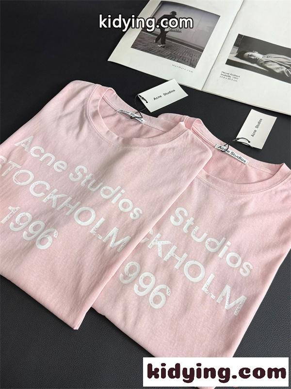 アクネストゥディオズ コピー プリント Acne Tシャツ ピンク 半袖 シンプル カジュアル 柔らか-7