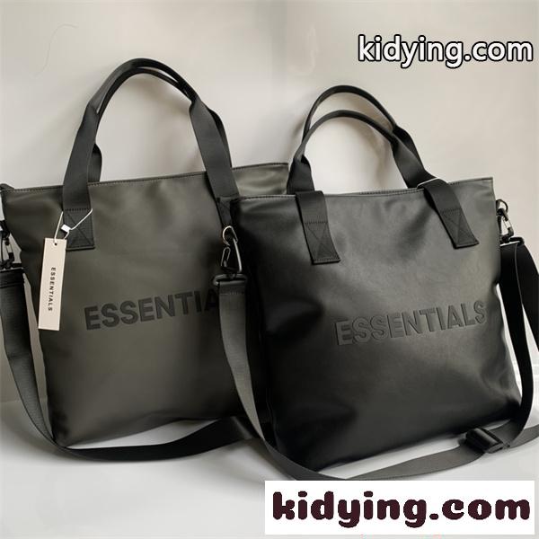 エッセンシャルズ 偽物 ESSENTIALS トートバッグ ブラック レザー調 2WAY ショルダー付き 大容量 カジュアル-0