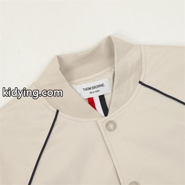 Thom Browne コピー 秋冬クリーン トレンド ベージュ クリーン 細条纹 ベースボールジャケット トムブラウン-3