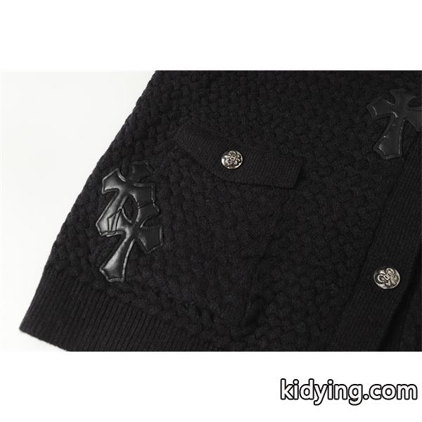上質感たっぷり グレー × ブラック 刺繍 着心地抜群 クロムハーツ コピー Chrome Hearts カーディガン-7