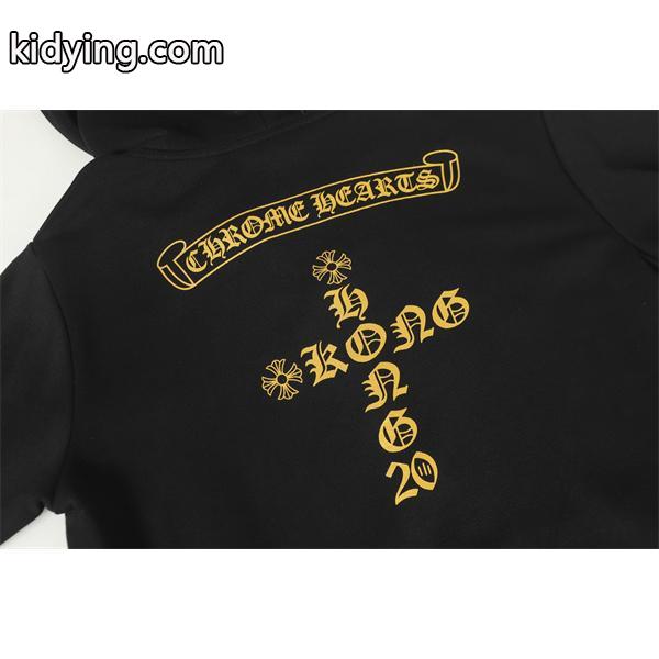 クロムハーツ コピー Chrome Hearts パーカー 数量限定！ ブラック ゴールド 重厚スタイル モード系 2025秋冬対応-7