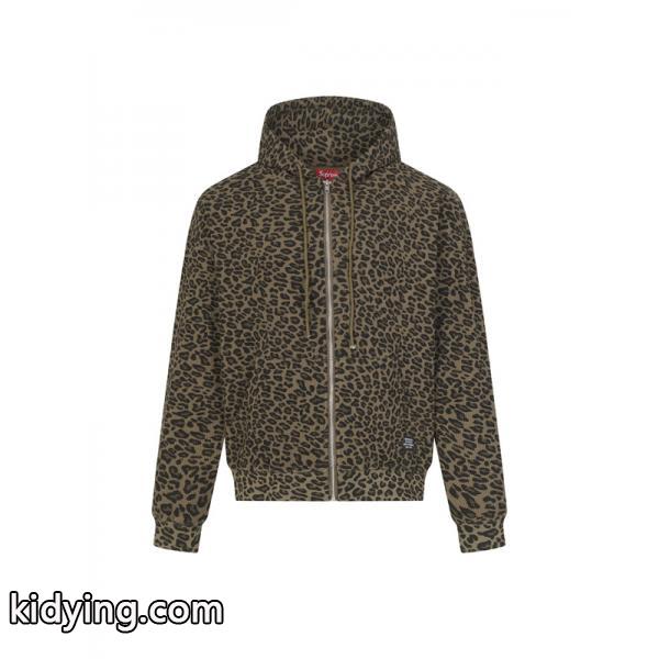Supreme 激安 フリース フーディ SS25 豹柄 サーマルパーカー メンズ レディース ジップアップ ストリート人気-1