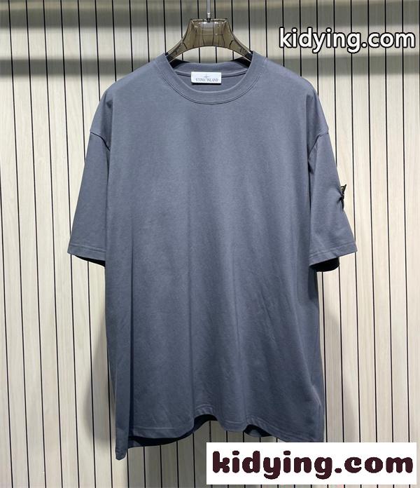 STONE ISLAND コピー 限定 シンプル ストーンアイランド Tシャツ ネイビー ワンポイントワッペン 半袖-7