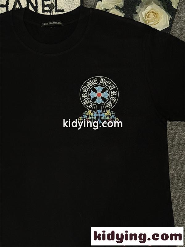 クロスプリント Tシャツ  クロムハーツ コピー CHROME HEARTS メンズ レディース 半袖トップス カラークロス ロゴデザイン ストリート-2