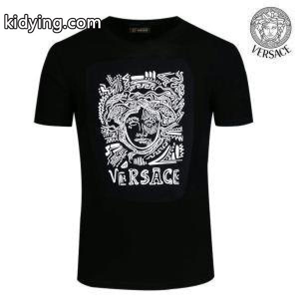 赤字超特価最新作VERSACEヴェルサーチ激安大注目黒、白メンズプリントクルーネックｔシャツ-0