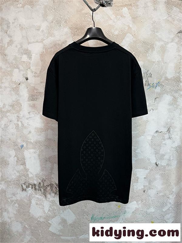 ホワイト 半袖Tシャツ Chrome Hearts クロムハーツ コピー 胸ポケットロゴ 裾グラフィック クルーネック ゆったりシルエット-5
