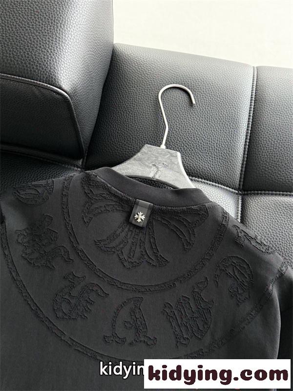 注目集結 CHROME HEARTS クロムハーツ コピー ブラック 立体エンボス モード感演出 メンズ 長袖Tシャツ-5