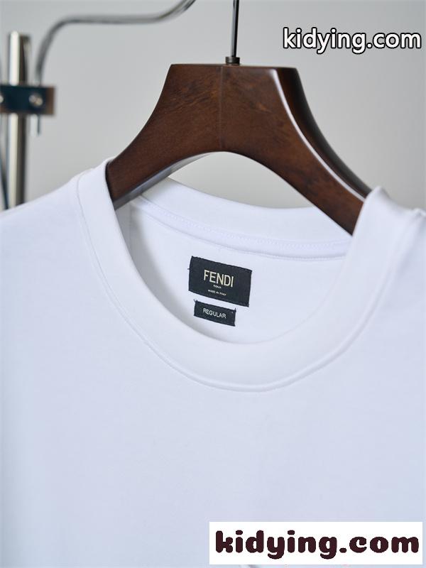フェンディ コピー ポケット付き Tシャツ 半袖 ワイドフィット ホワイト ブラック カジュアル 日常 軽やか-3