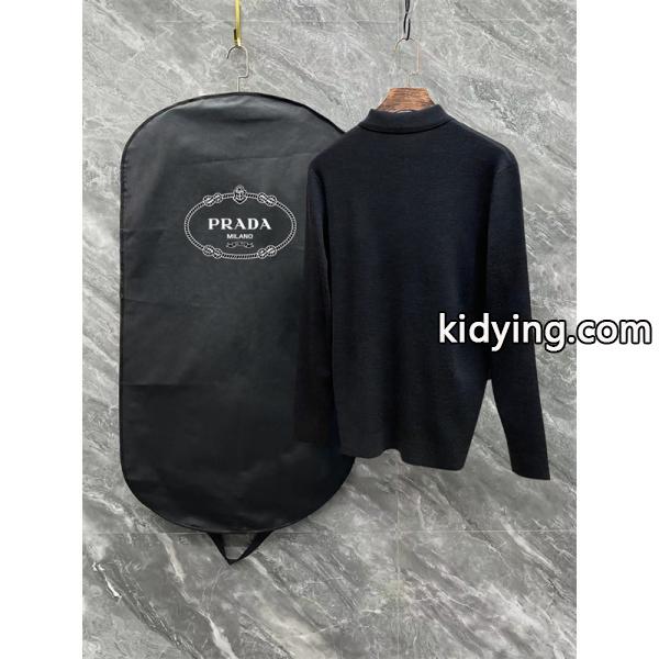 グレー セーター POLO プラダ PRADA スーパーコピー 2025秋冬ビジネス 上品 最新コレクション-3