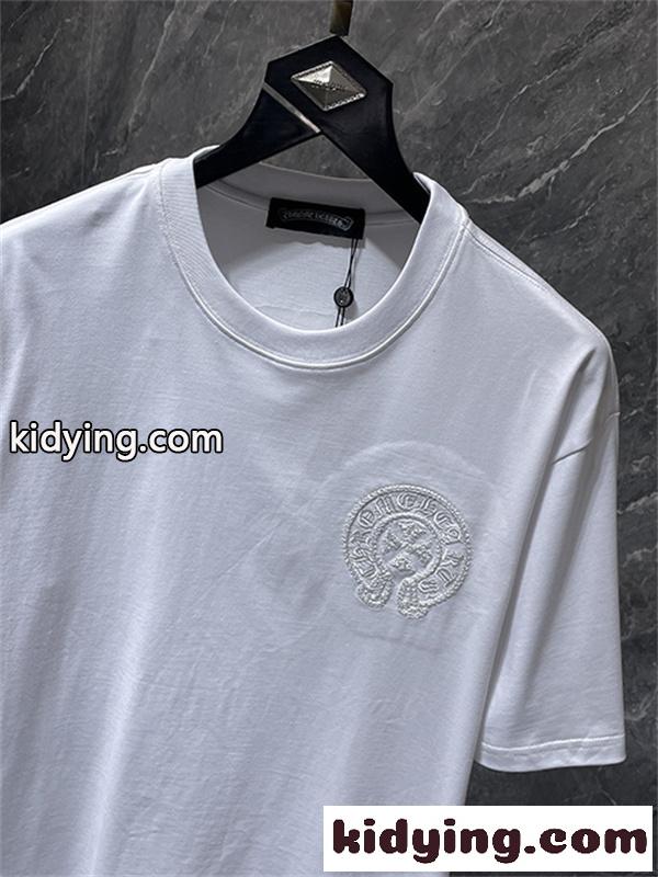 バックプリントTシャツ Chrome Hearts クロムハーツ コピー トーンオンクロス柄 半袖 丸首 ストリートカジュアル-9
