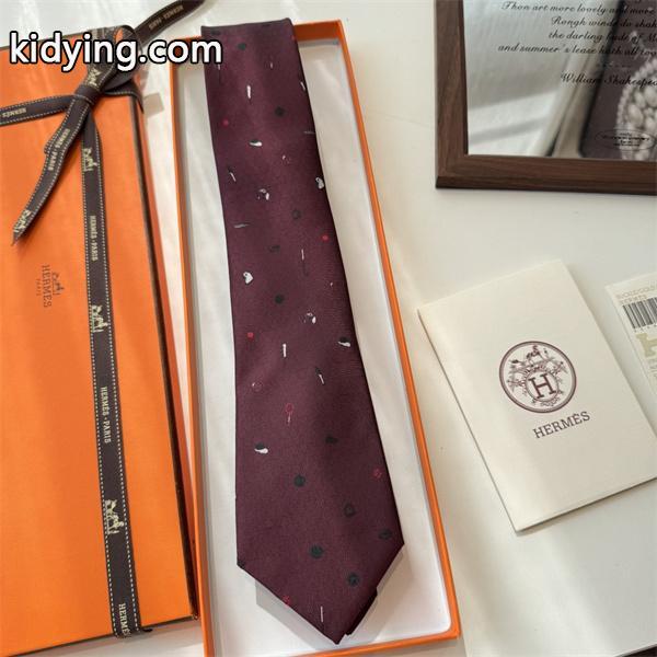 エルメスHermes激安メンズネクタイドット総柄シルクジャカード手工仕立て上品配色ビジネス対応-0