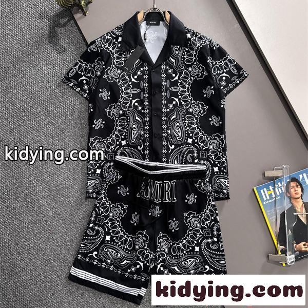 セットアップ 半袖シャツ アミリ コピー ショートパンツ ストリート リゾート風 AMIRI 夏服-0