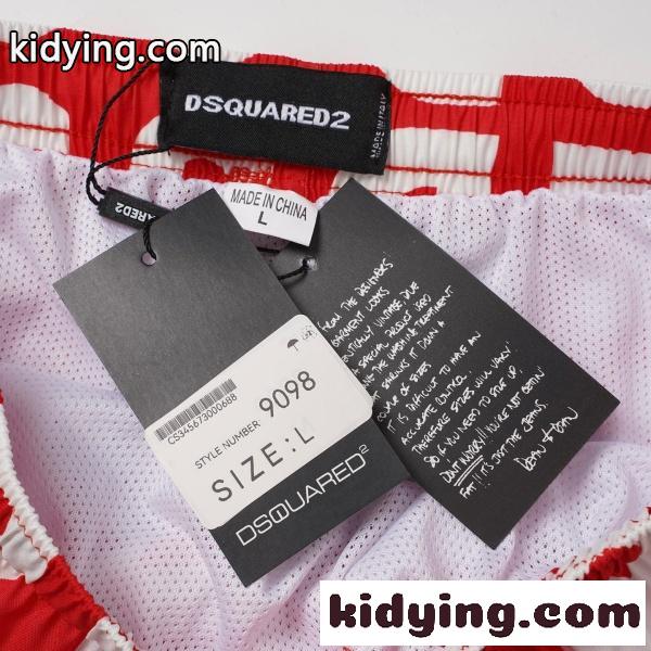 ホワイトタイポグラフィ総柄レッドスイムショーツ ディースクエアード 激安 メッシュ裏地 DSQUARED2メープルパッチ短パン-5
