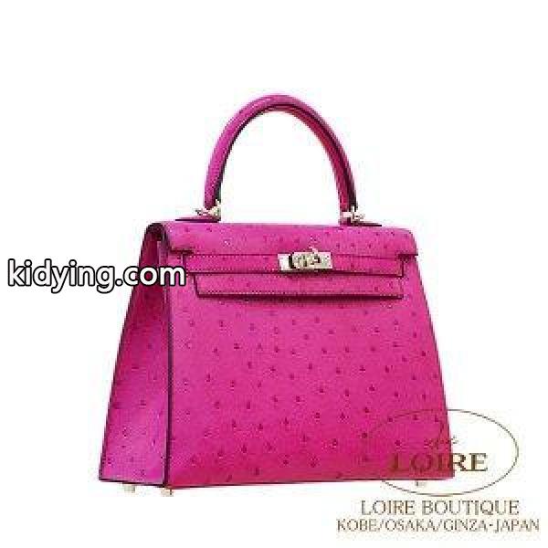エルメス[HERMES] ケリー 25cm[Kelly 25cm]外縫　オーストリッチ　ローズパープル　シルバー金具 :1710004:ロワールブティック - 通販ショッピング-0