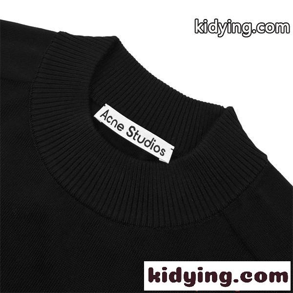 人気 ハイネック ACNE STUDIOS アクネ ストゥディオズ コピー Tシャツ ロゴ刺繍 ブラック 半袖 プレミアム-2