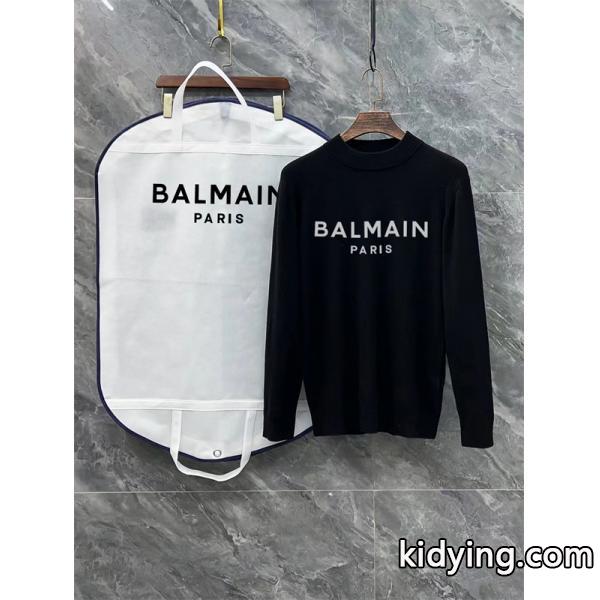 フロントロゴ 主張 ミニマル BALMAIN バルマン コピー ニットトップ 高級感 即映え-1