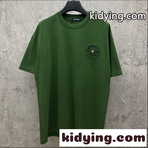 半袖Tシャツ Chrome Hearts クロムハーツ コピー フローラルクロスバックロゴ ゴシックレタリング クルーネック ゆったりシルエット-0