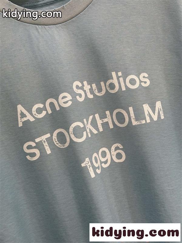 フロントロゴ ACNE STUDIOS アクネ ストゥディオズ コピー 長袖Tシャツ ライトブルー ゆったり シンプル-3