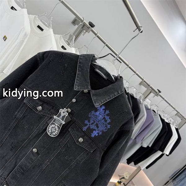 CHROME HEARTS コピー 高級 クラシック デニムジャケット クロス刺繍 ストリートスタイル クロムハーツ-3
