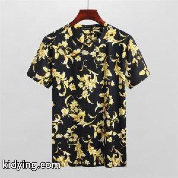 人気上昇夏着!ヴェルサーチ スーパーコピー VERSACE バロック プリントTシャツ コットン メンズ 2018新款-0
