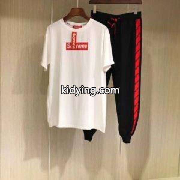 2018最新コレクションスーパーコピーSupremeスポーツTシャツ&ロングパンツセットアップシュプリーム上下セット-1