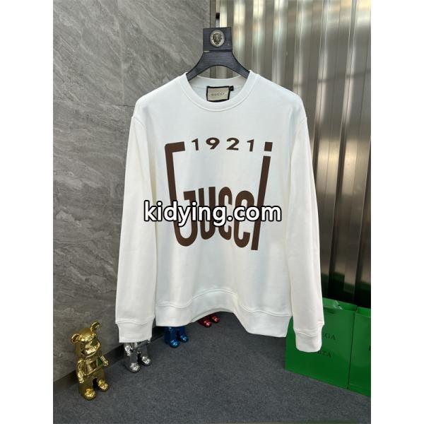 GUCCI スーパーコピー パーカー 1921 ロゴ 白 / 黒 グッチ ユニセックス ヴィンテージ風 2025秋冬コーデ-1