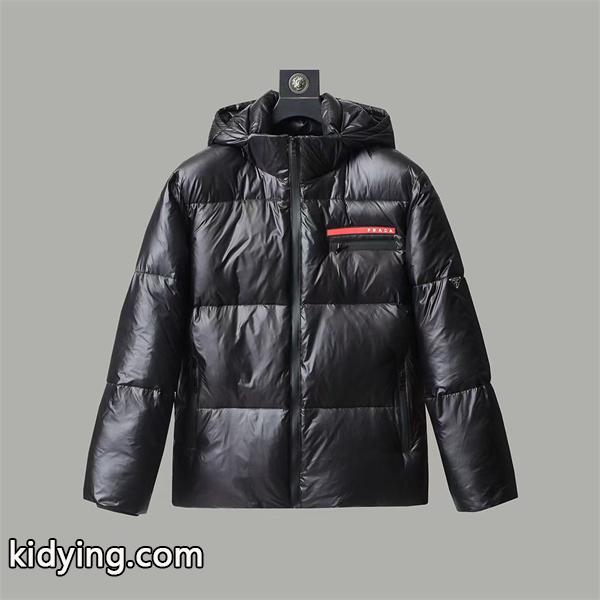 Prada プラダ 人気 ブラック レッドラインアクセント 高級 防寒 スーパーコピー ダウンジャケット-0