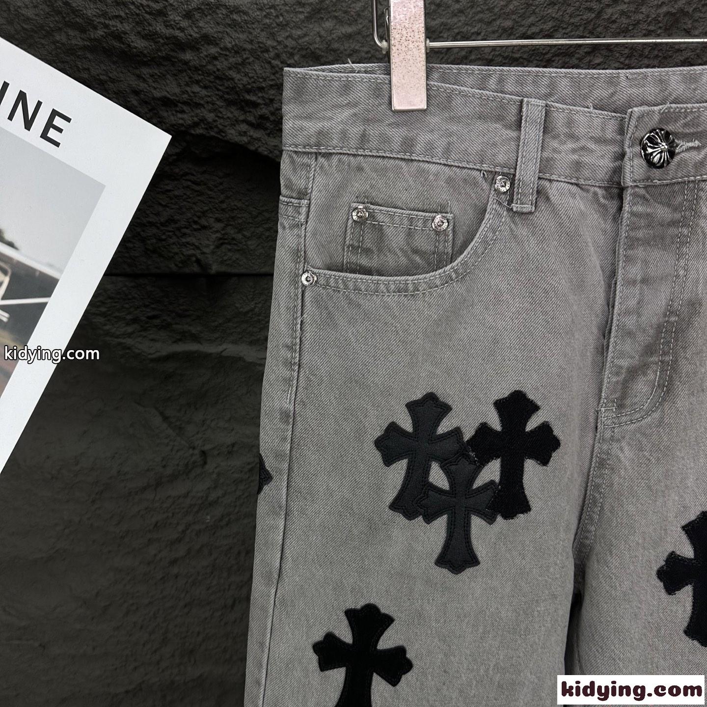 クロムハーツ コピー パンツ メンズ デニム Chrome Hearts クロスロゴ刺繍 多重デザイン ウォッシュ加工 上質素材 カップル着用可能 春新作-3