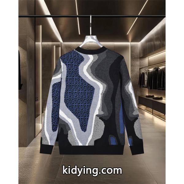 ニット セーター メンズ グラフィック柄 ブラック FENDI フェンディ コピー 長袖-1
