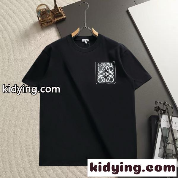 2026新作 LOEWE コピー ロエベ アナグラムロゴ 半袖Tシャツ メンズ クルーネック ブラック ミニマル カジュアル 上質感-0