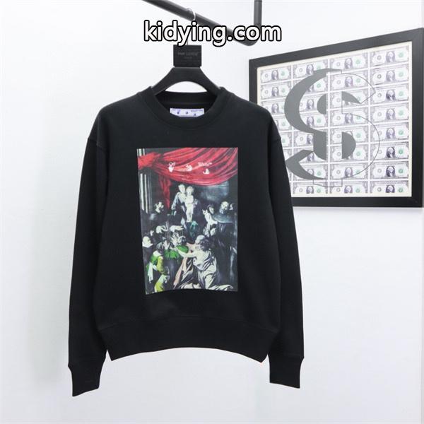 プリント シックな印象 ブラック パーカー Off-White オフホワイト 偽物 2025秋冬ダークスタイル 限定入手-1