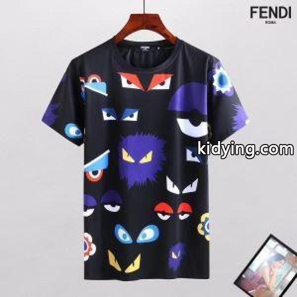 売れ筋のいいFENDIフェンディスーパーコピーのファッション図案がプリントされたメンズクルーネック半袖Tシャツ-0