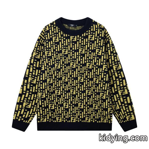 FENDI フェンディ コピー 人気定番 ニットセーター ブラック×イエロー 高級感-0