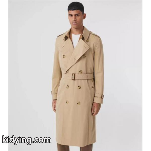 BURBERRY 激安 メンズ 2025新作 ロングトレンチコート ケンジントンフィット 英国製ギャバジン 細身シルエット ビジネス&カジュアル対応-1
